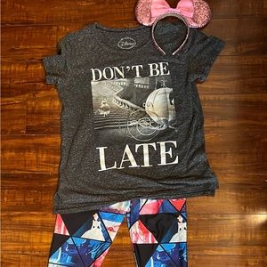 3 piece Disney Cinderella bundle princess top, leggings & Minnie Mouse ears lot